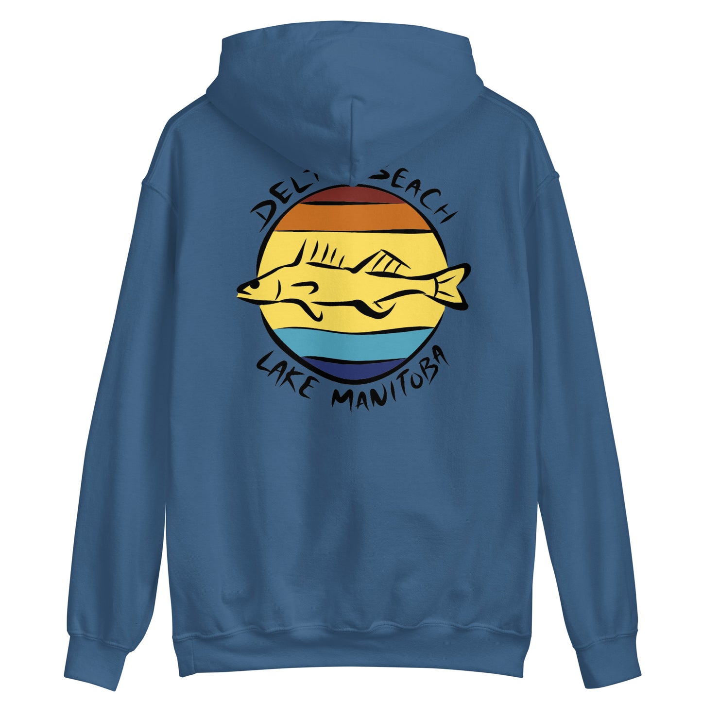 Delta Beach Walleye on Back Unisex Hoodie