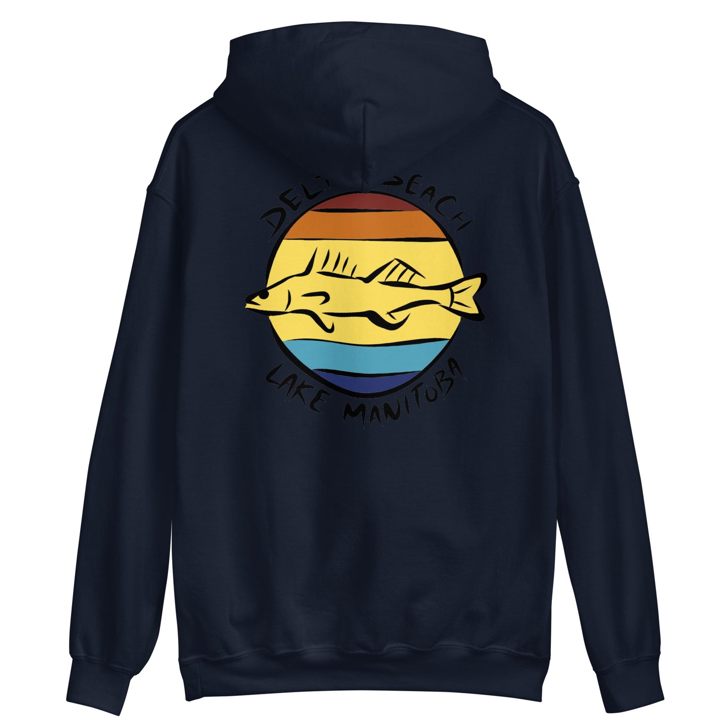 Delta Beach Walleye on Back Unisex Hoodie